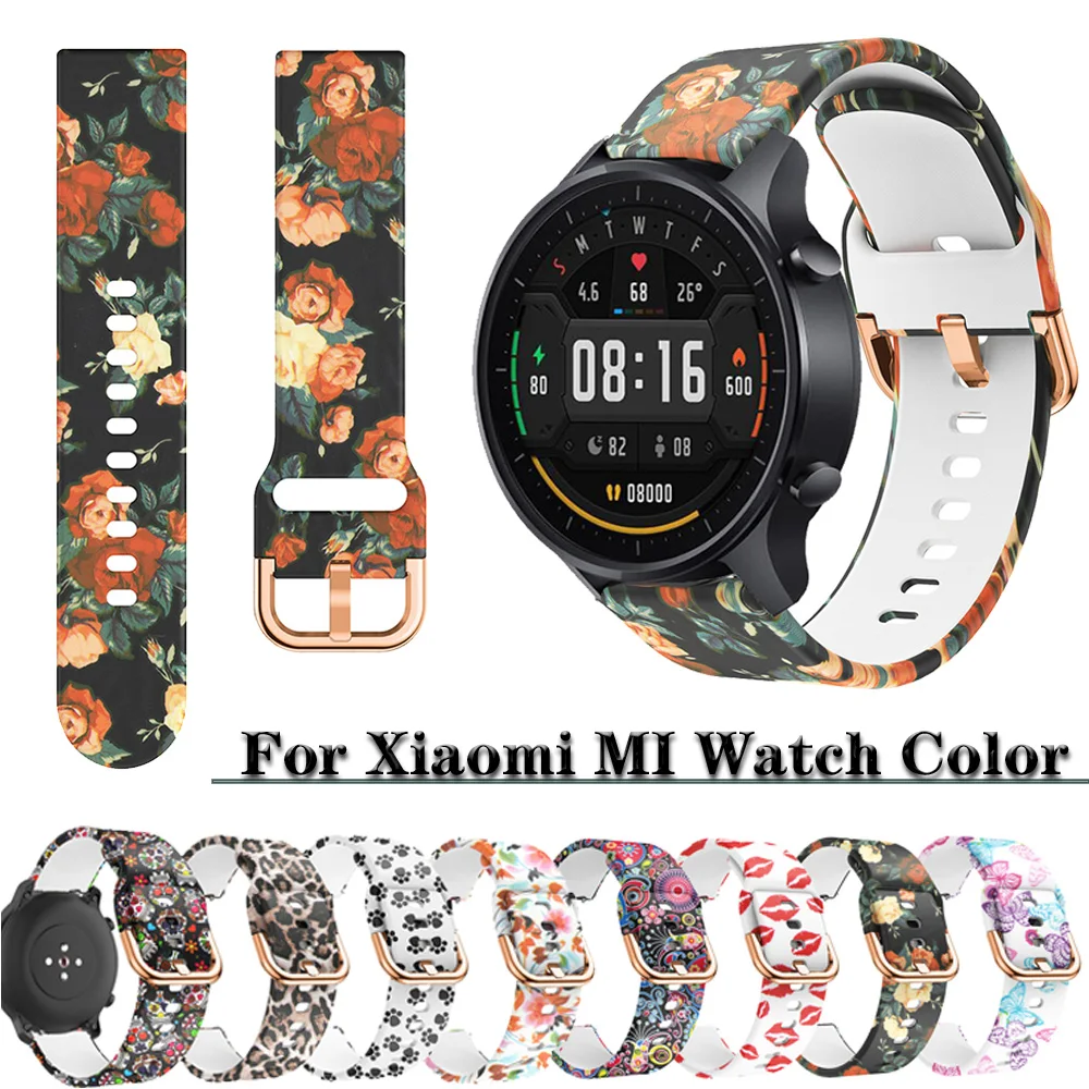 

Ремешок силиконовый для Xiaomi MI Watch, цветной сменный спортивный браслет с принтом, 22 мм