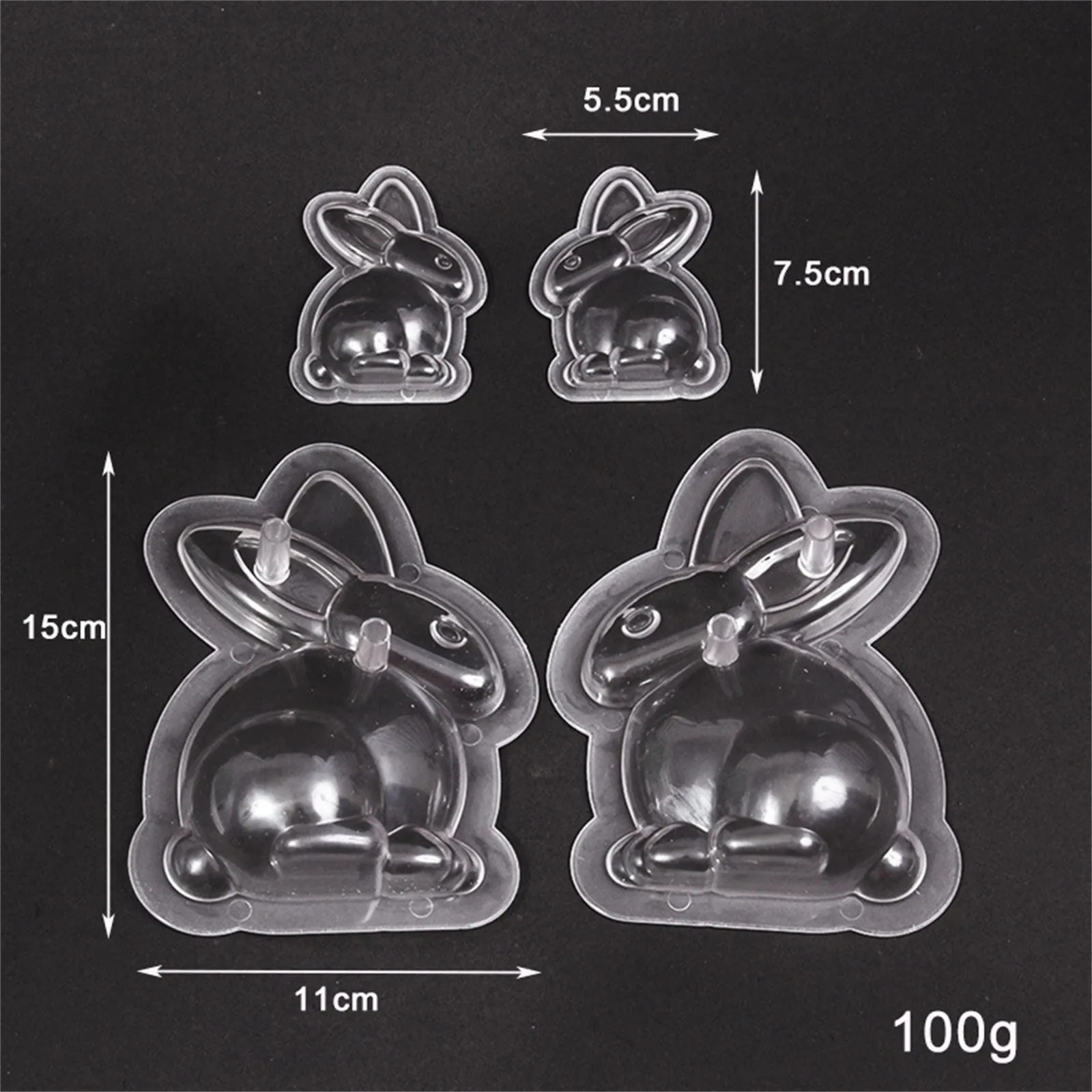

2PC 3D Easter Bunny Mould Shape Heat-resistant Plastic Mold Cake Chocolate Mold DIY Handmade Flexible Demolded Baking Mold
