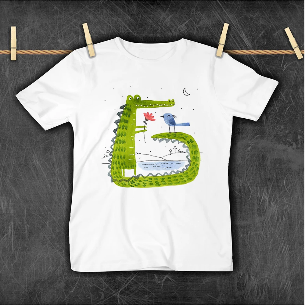 Camiseta de cocodrilo para ni&ntilde;os, Ropa est&eacute;tica Kawaii Harajuku, Ropa de dibujos animados para ni&ntilde;os, camiseta para ni&ntilde;as peque&ntilde;as, env&iacute;o gratis-0