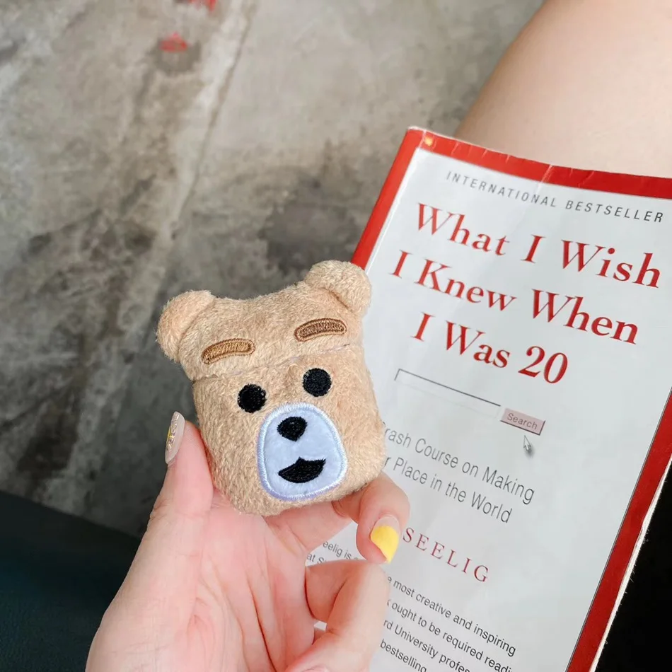 887KK 3D Cute Earphone Case for Airpods Case Cartoon Knitted plush Cover for Apple Airpods 2 Case Bear Teddy Dog Rabbit Earpods Case - Цвет: 887KK
