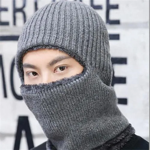 E Зимние шапки для мужчин Skullies Beanie шапка зимняя шапка мужской женский шерстяной шарф шапка s Набор Балаклава маска Knitted шапка вязаная шапка - Цвет: E
