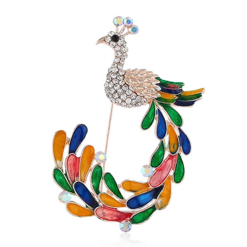 Модная цветная брошь в виде павлина золотые эмалевые броши животных Модные