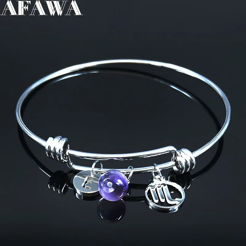 Браслет из нержавеющей стали с изображением алфавита созвездий кристаллов