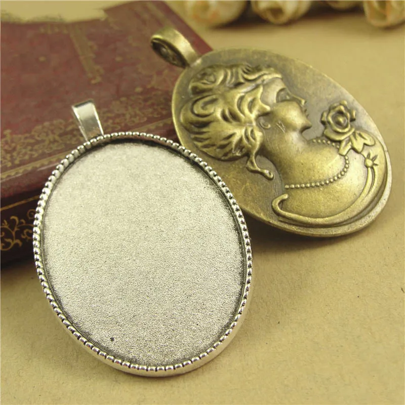 5 шт./ot 30x40 мм красота голова задняя подвеска с камеей овальной формы заготовки под
