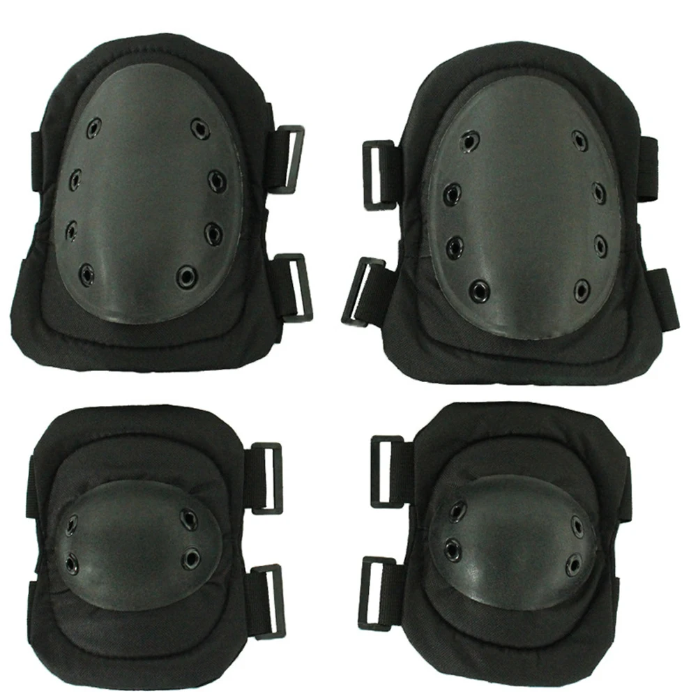 4pcs Outdoor Sports Adult Protective Pad Set Anti Collision Adjustable Straps Soft Shell Hiking Knee Elbow Mountaineering| |