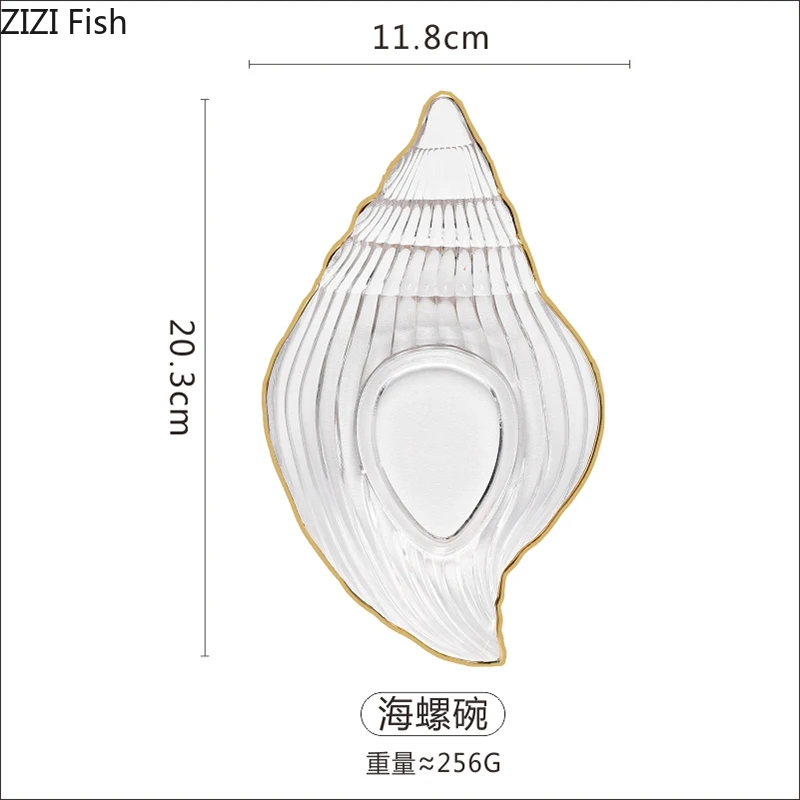 

Shell Shape Nordic Style Transparent Glass Tableware Dessert Fruit Snack Dessert Plate Storage Tray Home Decoration Tableware