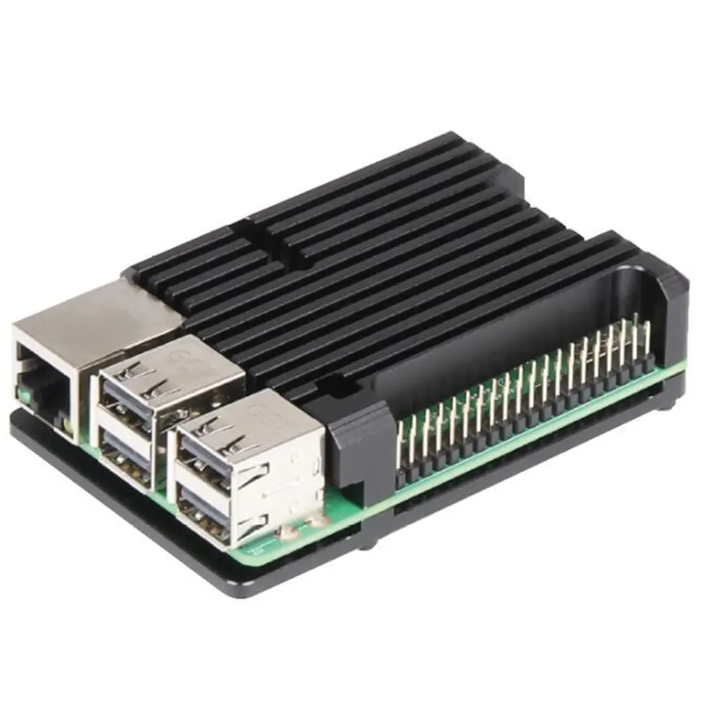 Последний для Raspberry Pi 4 Алюминиевый корпус с двойным охлаждающим вентилятором металлический корпус черный корпус для RPI 4 Модель B