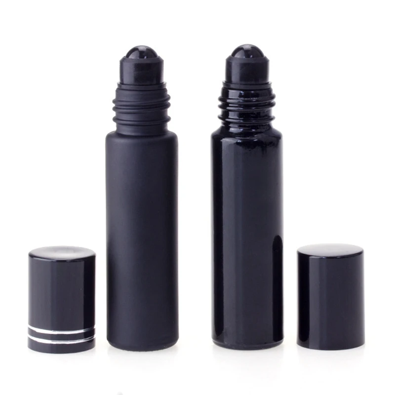

10Pcs 10ml Black Roller Bottles Essential Oil Roll On Bottles Empty Glass Roller Bottles Refillable Cosmetic Containers Vials
