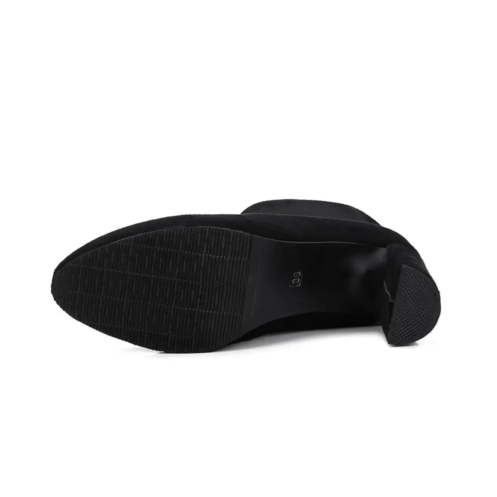 Женские ботинки-носки на высоком каблуке Эластичные ботильоны из флока ботинки с