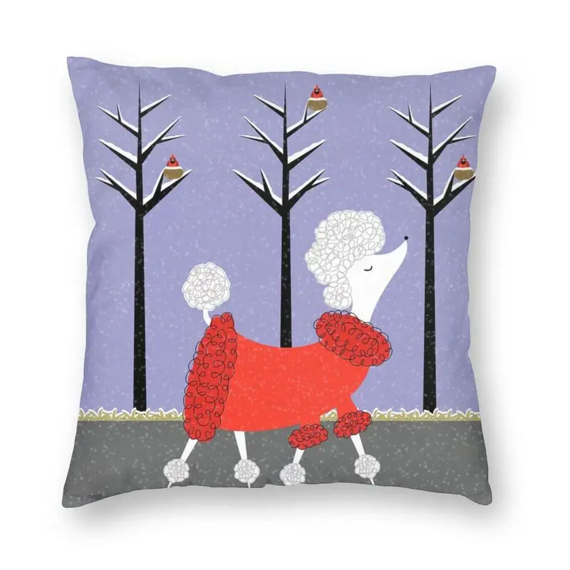 

Ретро средневековая белая зимняя подушка в виде пуделя 45x45 Домашняя Декоративная Подушка для домашнего питомца с принтом для собаки двухст...