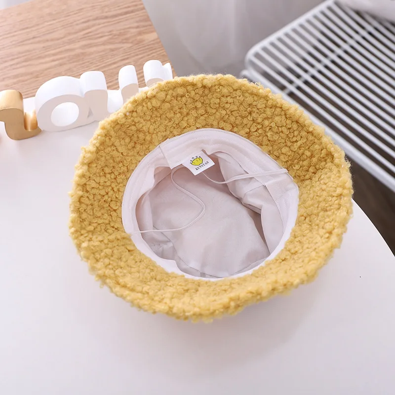 

Kids Cartoon Wool Warm Bucket Hat Outdoor Winter Fisherman Cap For 2-8 Years