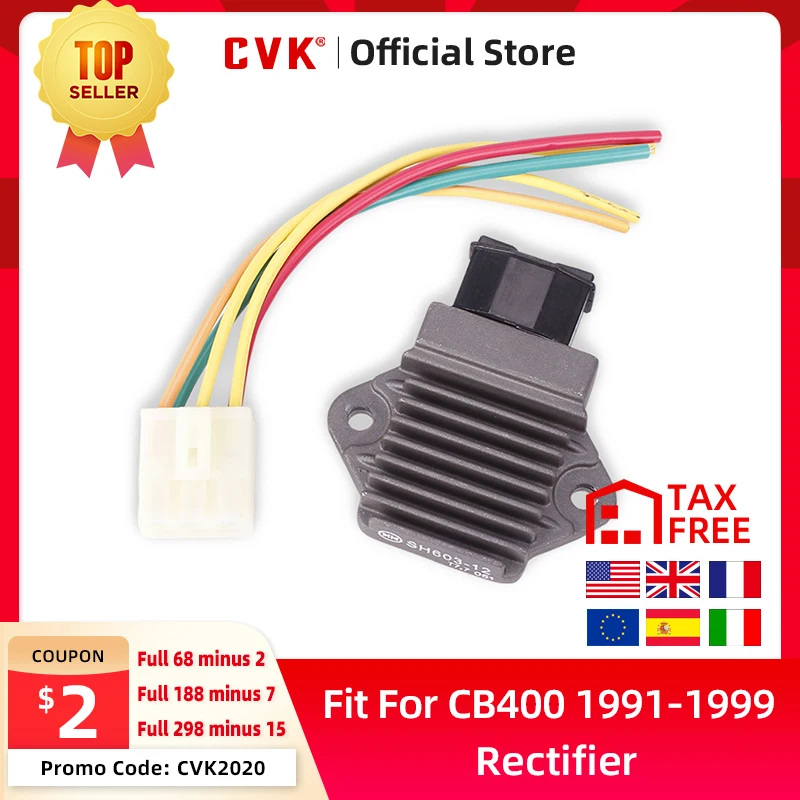 

CVK Rectifier Voltage Regulator Charger For HONDA CB-1 VFR400 RVF400 NC35 NC30 CB400sf CB500 VT250 VTR1000 XL1000 NT650 NV750 C2
