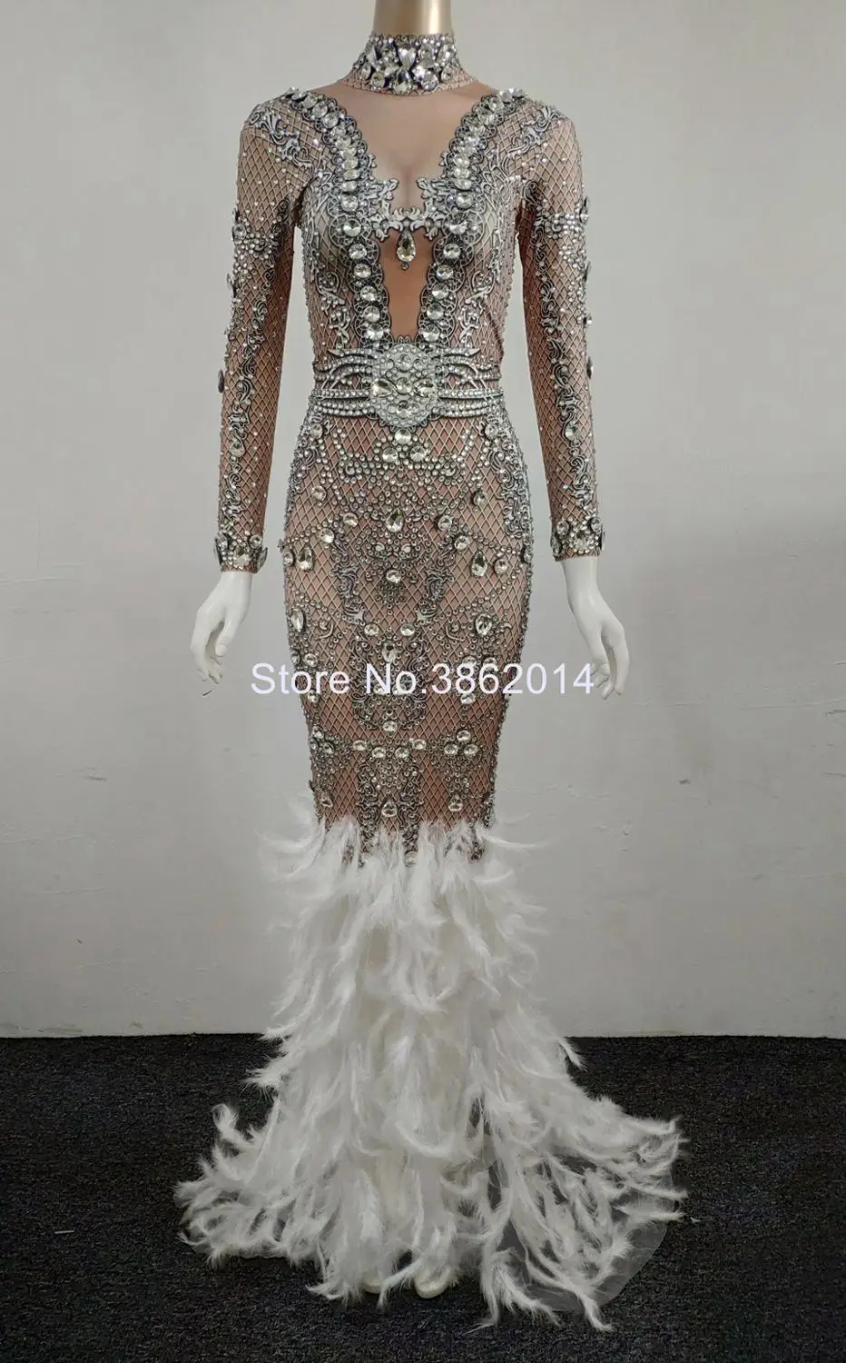 Блестящее серебряное Стразы стрейчевое белое женское вечернее платье