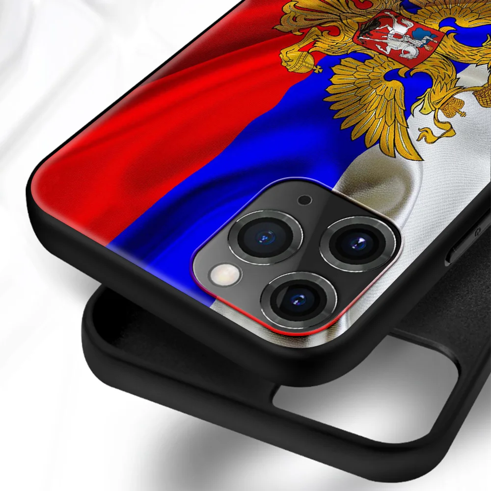

Flag Russian bear eagle Phone Case For iPhone 11 7 8 Plus X XR XS 12pro MAX 12mini SE 2020 Back Cover Funda Shell Black Capa