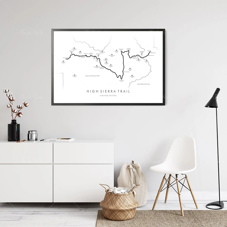 Карта высокой Калифорнии | Плакат Походный плакат США Вспомните ваши приключения