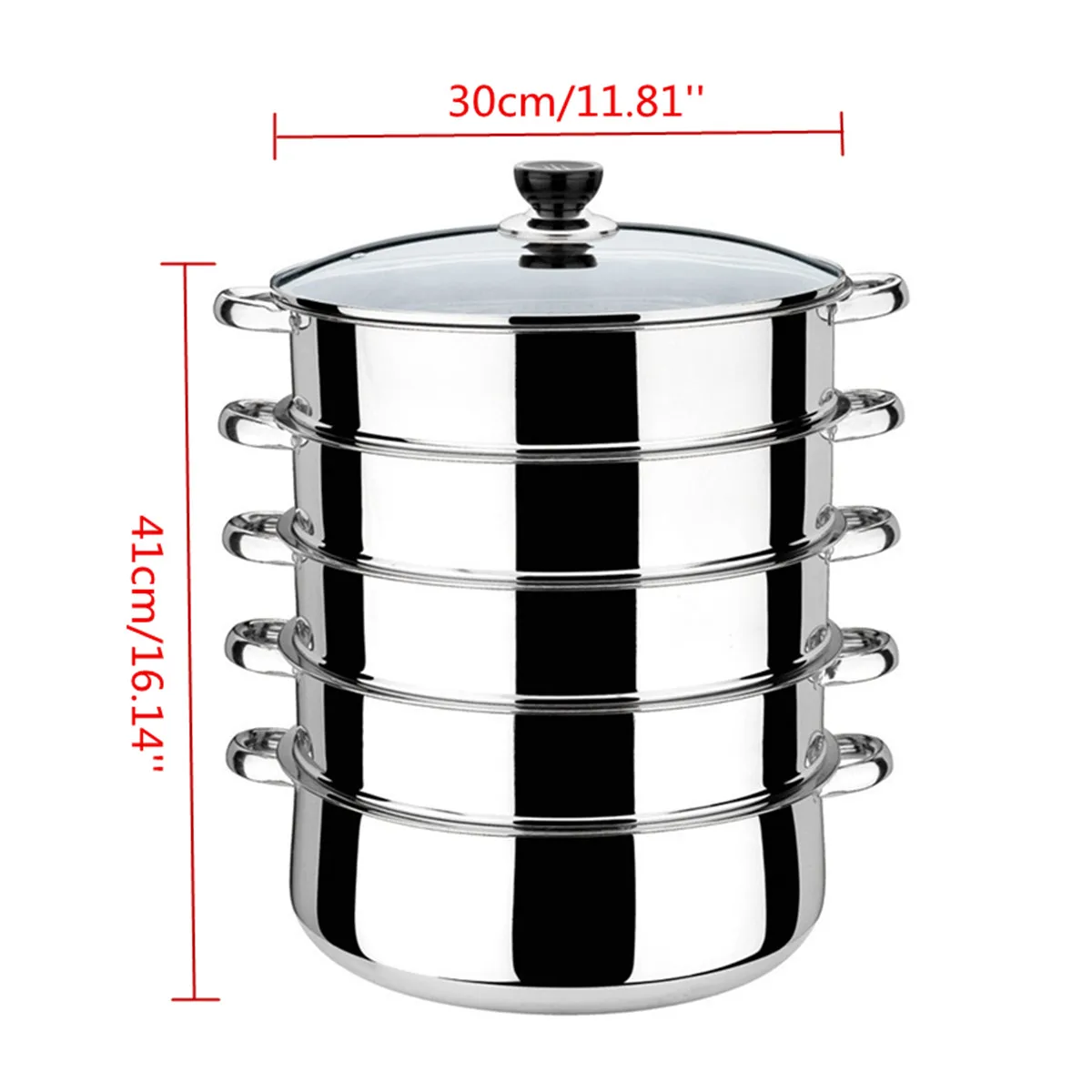 

30cm 5-layer Thick Stainless Steel Steamer pot Universal Cooking Pots Soup Steam Pot for Induction Cooker Gas Stove steam pot