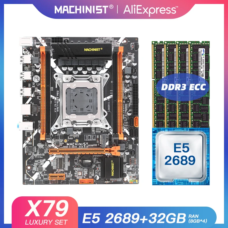 Günstig X79 Desktop Motherboard LGA 2011 Set Kit Mit Intel Xeon E5 2689 Prozessor Und 32G(4*8)DDR3 ECC RAM Mainboard X79 Z9-D7