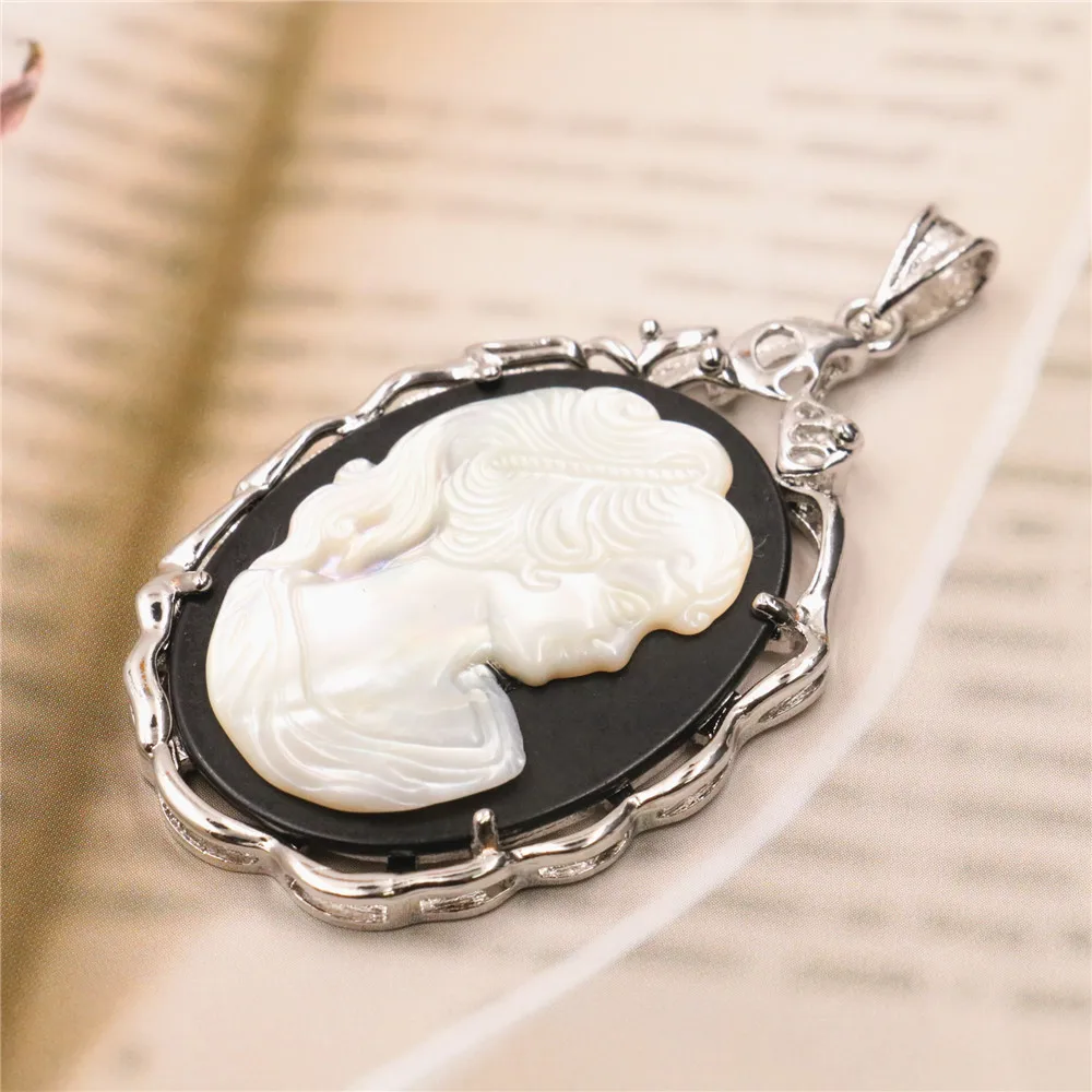 Классический Новый Овальный Кулон 35x50 мм натуральный белый корпус матери резные