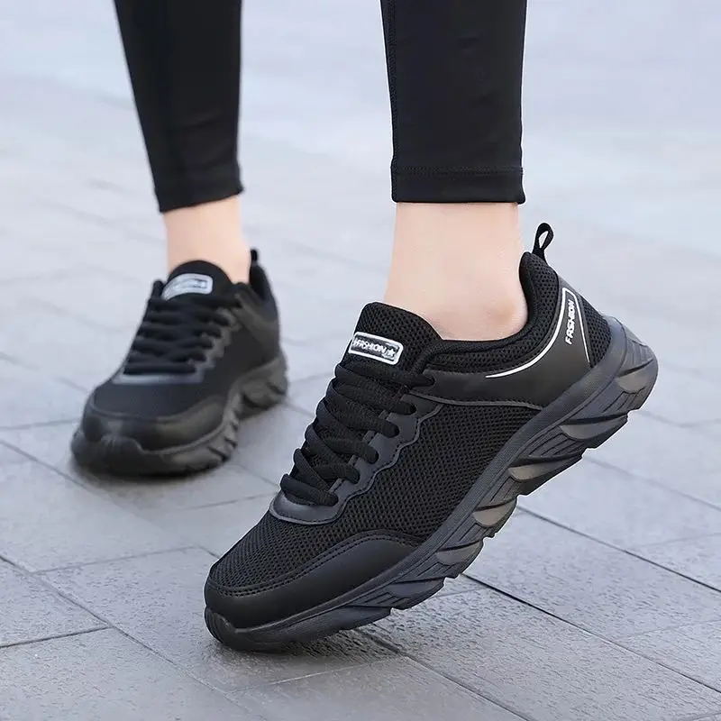 

Women Running Shoes Lace Up Tenis Flats Sneaker Shock Absorption Breathable Air Mesh Training Breathable Flexibility Footwear