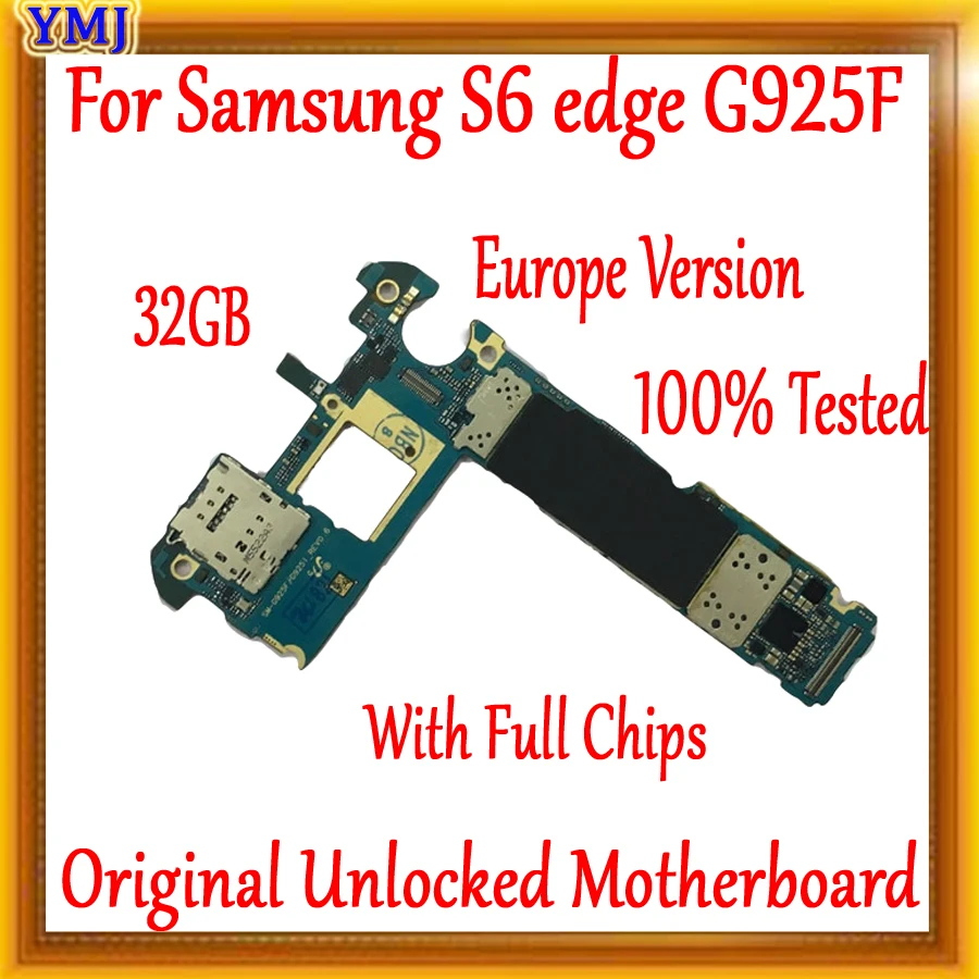 S6 разблокированная материнская плата для Samsung Galaxy Edge G925F 32 ГБ с чипами карта Android