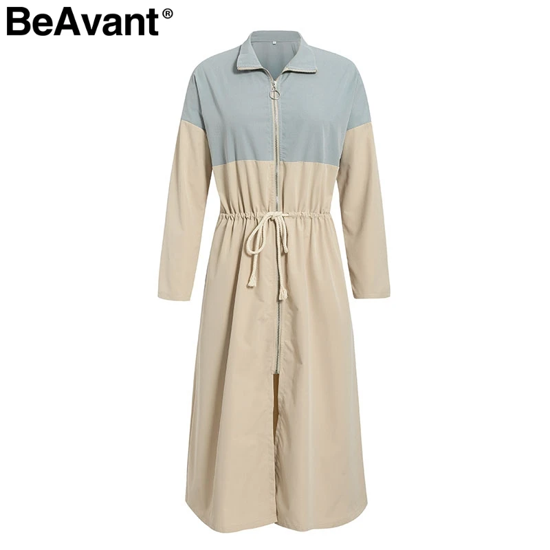 Женский Повседневный тренчкот BeAvant длинный хлопковый на молнии с длинным рукавом