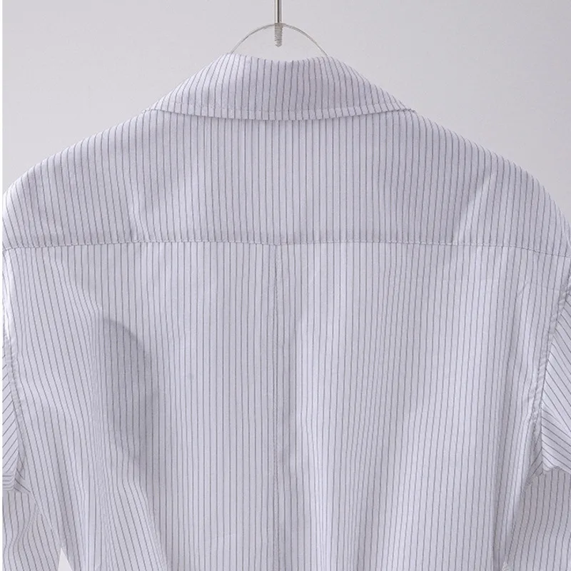 

Personalized Fashion New Long Sleeve Pleated Stripe Shirt 2020 Autumn Woman Loose Casual Print Cardigan Bb37