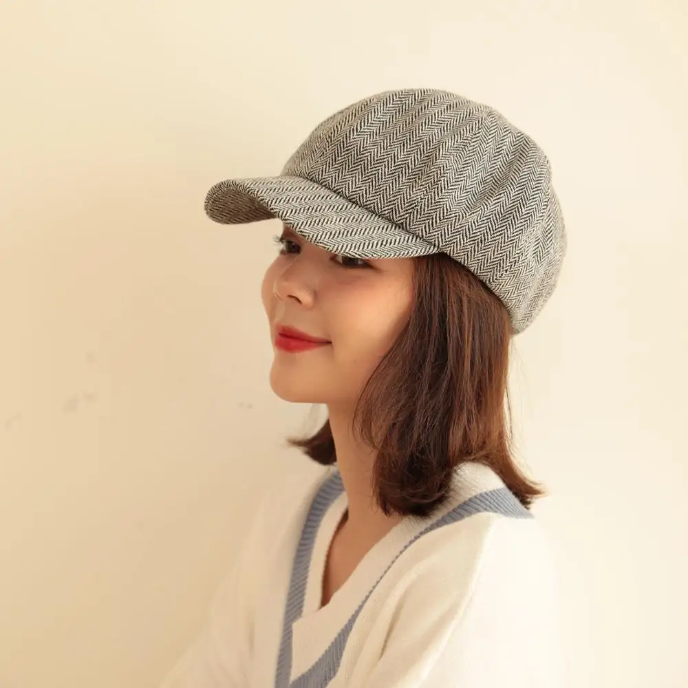 

Korean Retro Octagonal Cap Newsboy Beret Hat Warm Autumn Winter Hats For Men Male Women Handsome Plaid Casual Hat Beret Cap