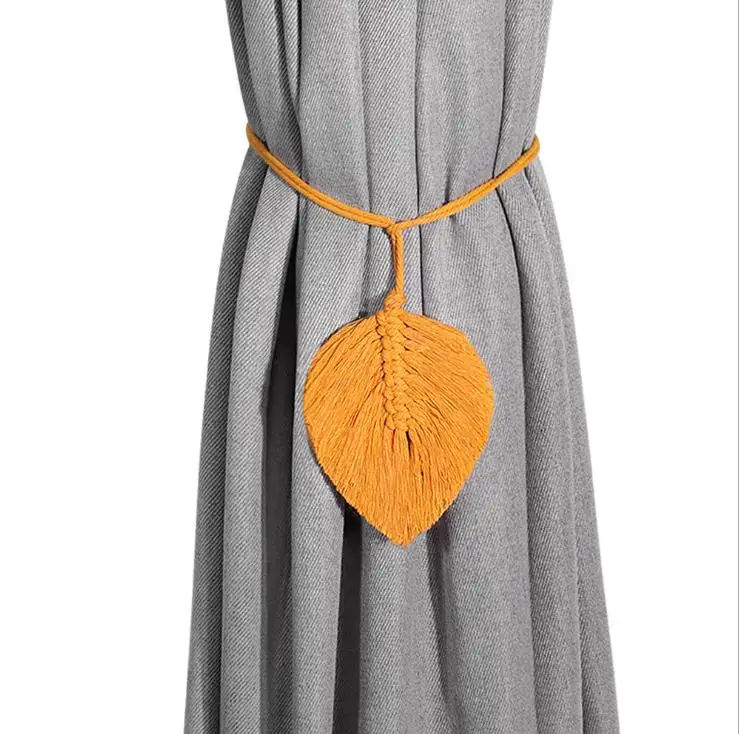 

Curtain Tiebacks Macrame Leaf Feather Shaped Handmade Braided Ropes Tassel Curtains Clip Holdbacks Home Decoration 10pcs/lot