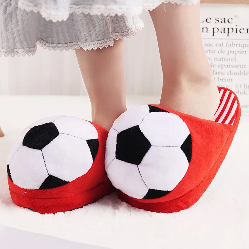 

Winter Football Slippers Girl Boy Funny Cute Home Plush Shoes Indoor Cozy Flat Slides Furry Warm Cotton Slipper Girl Flip Flop