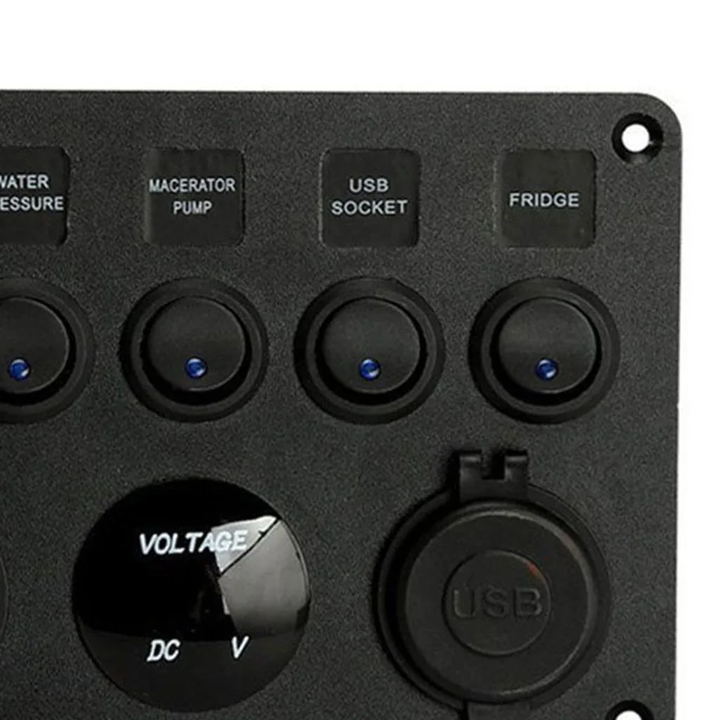 

5 Gang Rocker Switch Panel Waterproof Pre-wired Switch Panel w/ Dual USB 12V 24V