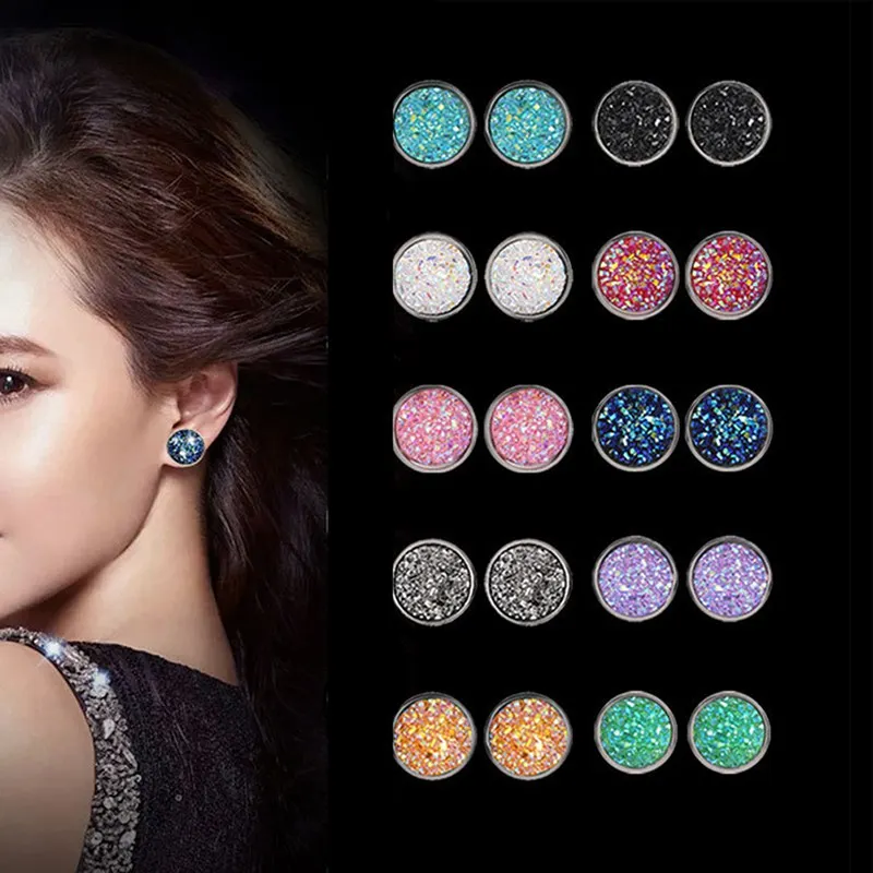 Для женщин Модный Круглый в форме звезды серьги-гвоздики Цвет Нержавеющая сталь