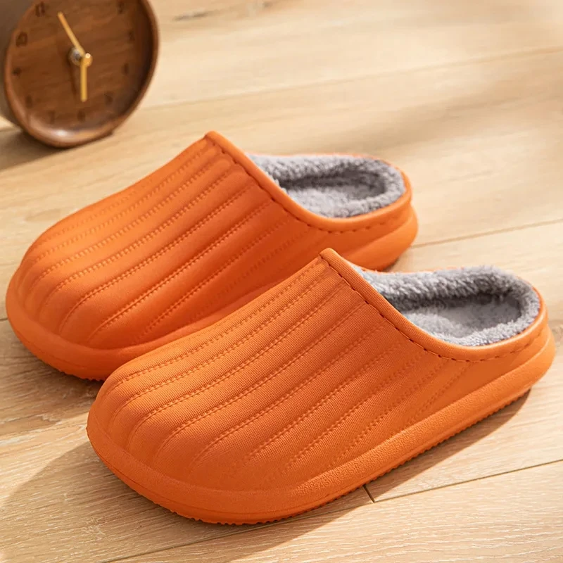 

Females Waterproof Slippers Women's Autumn Winter Plush Warm Home Slippers Couple Non-slip Bedroom Slipper Woman Cotton Shoes