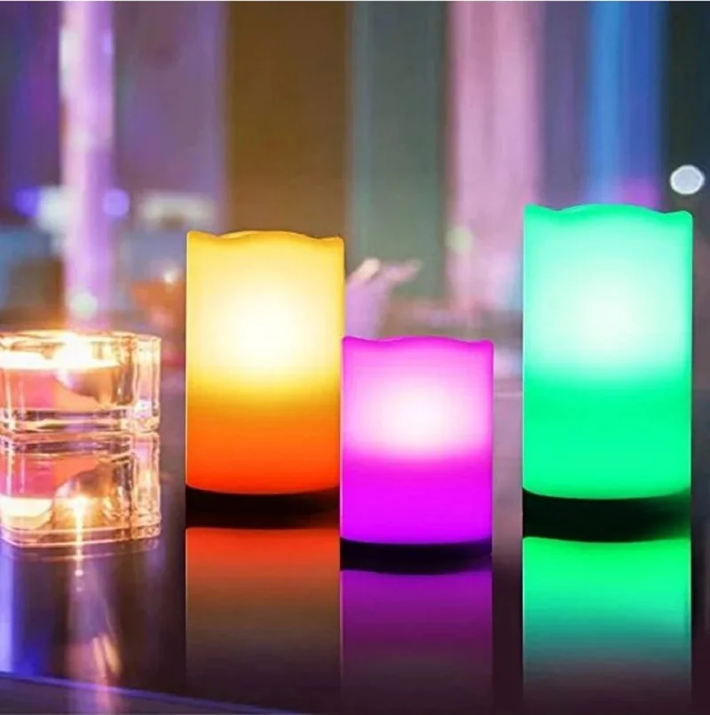 

Беспламенная Светодиодная свеча, цветные электронные свечи RGB с дистанционным управлением, таймером, ночник для домашвечерние НКИ, Рождест...