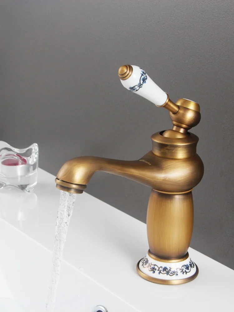 

Gisha Bathroom Faucet Antique Bronze Finish Basin Sink Brass Faucets Single Handle Hot&Cold Water Mixer Tap Bath Crane G1015