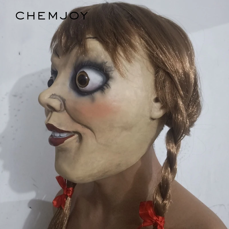 Жуткая маска для Хэллоуина Ужасы Страшно наращивания на всю голову Annabelle