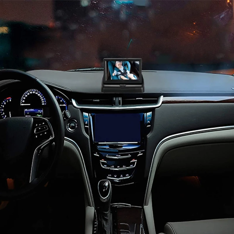 Espejo de asiento de coche para beb&eacute;, Monitor de asiento trasero de seguridad para ni&ntilde;os con visi&oacute;n nocturna-2