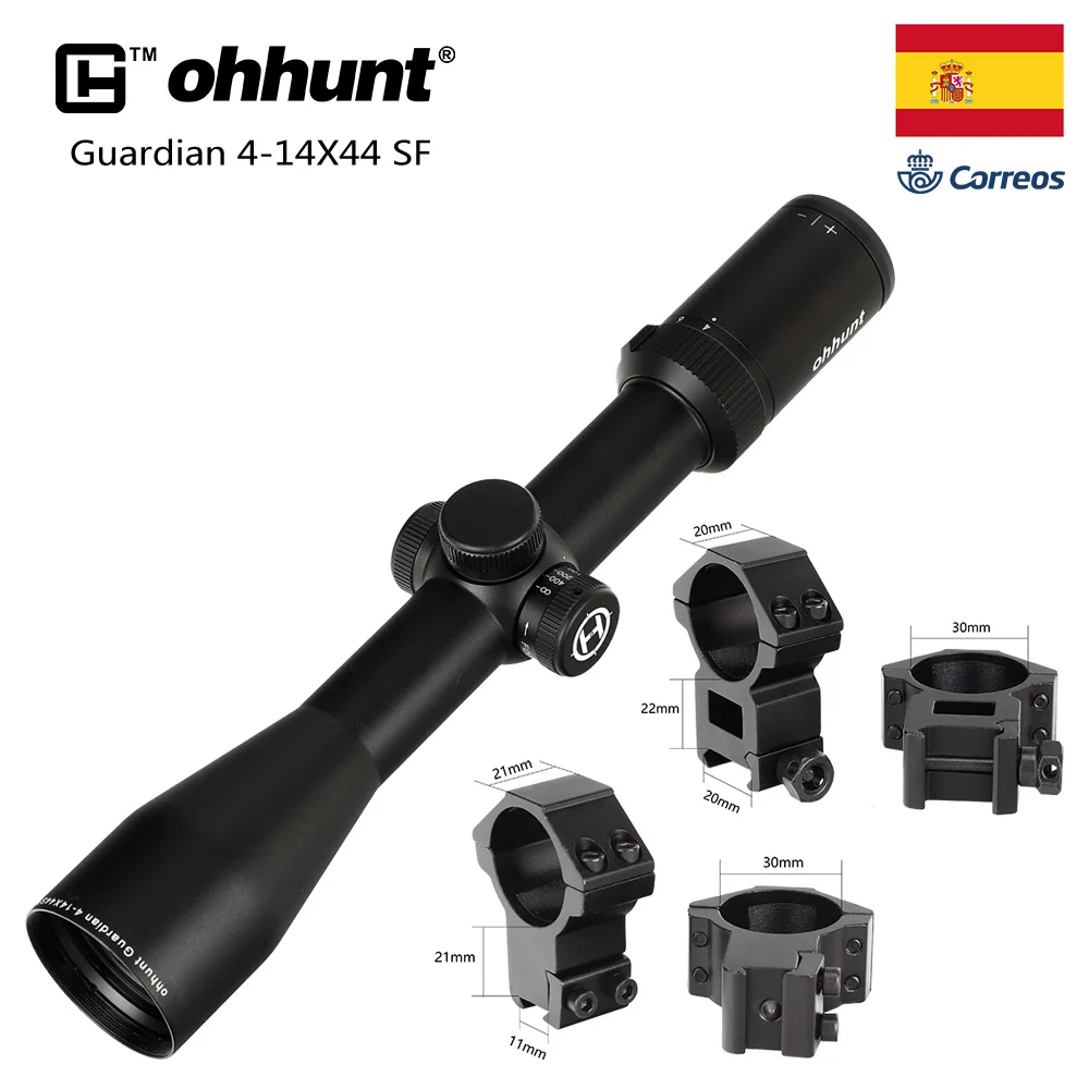 Охотничий ohhunt Guardian 4-14X44 SF прицел 30 мм Труба боковая Parallax тактические оптические прицелы с крышкой KillFlash и кольцами для крепления - Цвет: with Two types Rings
