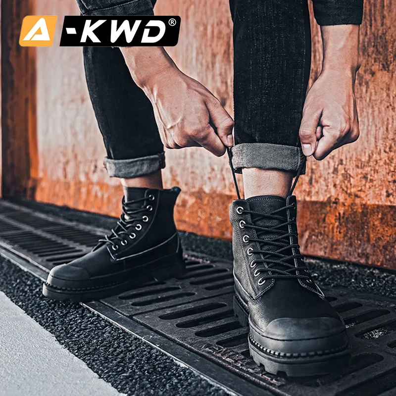 New High Tops Single Sneakers Men Casual Fur Winter Boots Fashion Black Tooling Shoes Male Leather Autumn Thick Bottom | Обувь