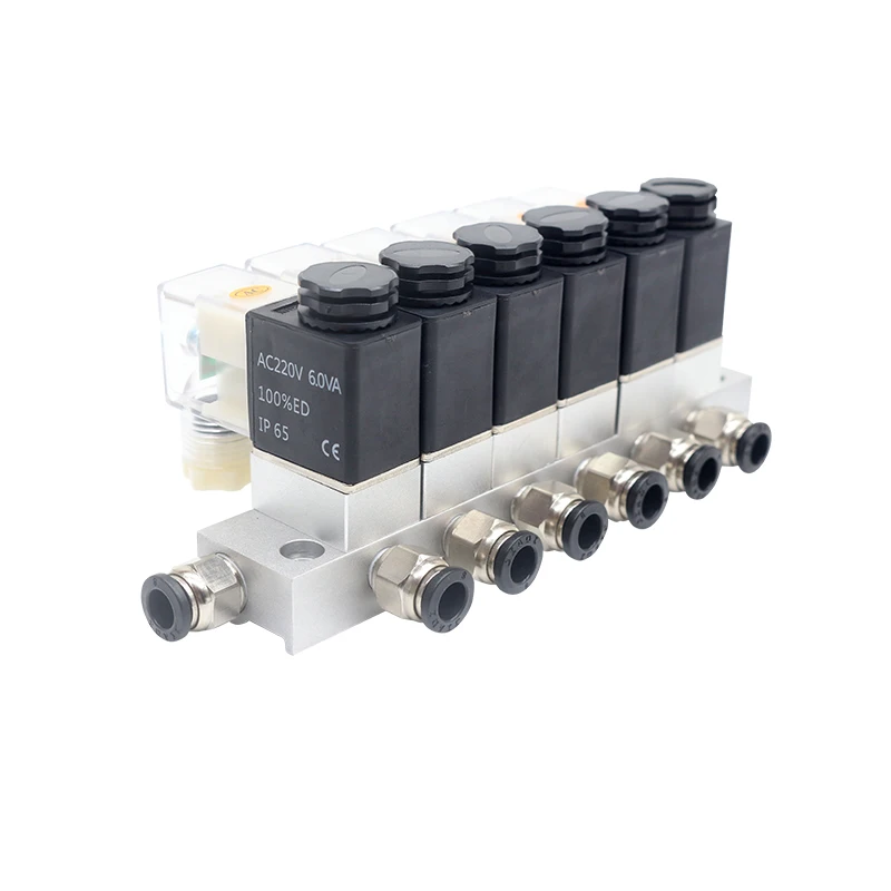 

2V025-08 2~10 F Air Solenoid Valves Pneumatic combined single electric control switch on off multi way solenoid valve group 24V