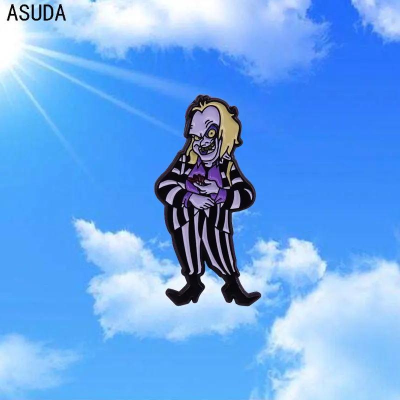

Beetlejuice enamel pins and retro 80s horror movie fans collection cartoon brooch women fashion jewelry gifts lapel badges