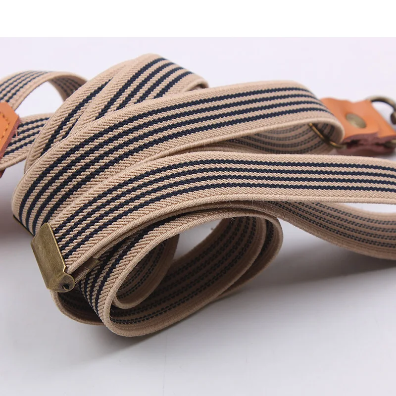 Подтяжки в бежевую полоску и на спину Классические подтяжки с зажимом 3 крючка