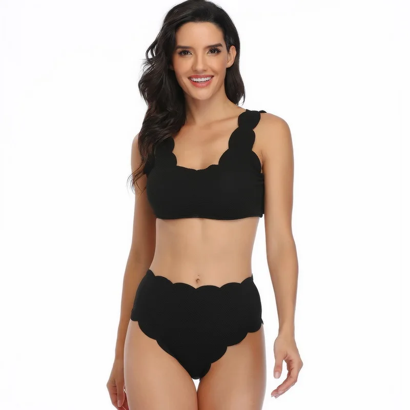 

High Waist Sexy Bikini Push Up Swimsuit Women Special Fabric Swimwear Separate Black Bathing Suit Swimming Suit Free shipping