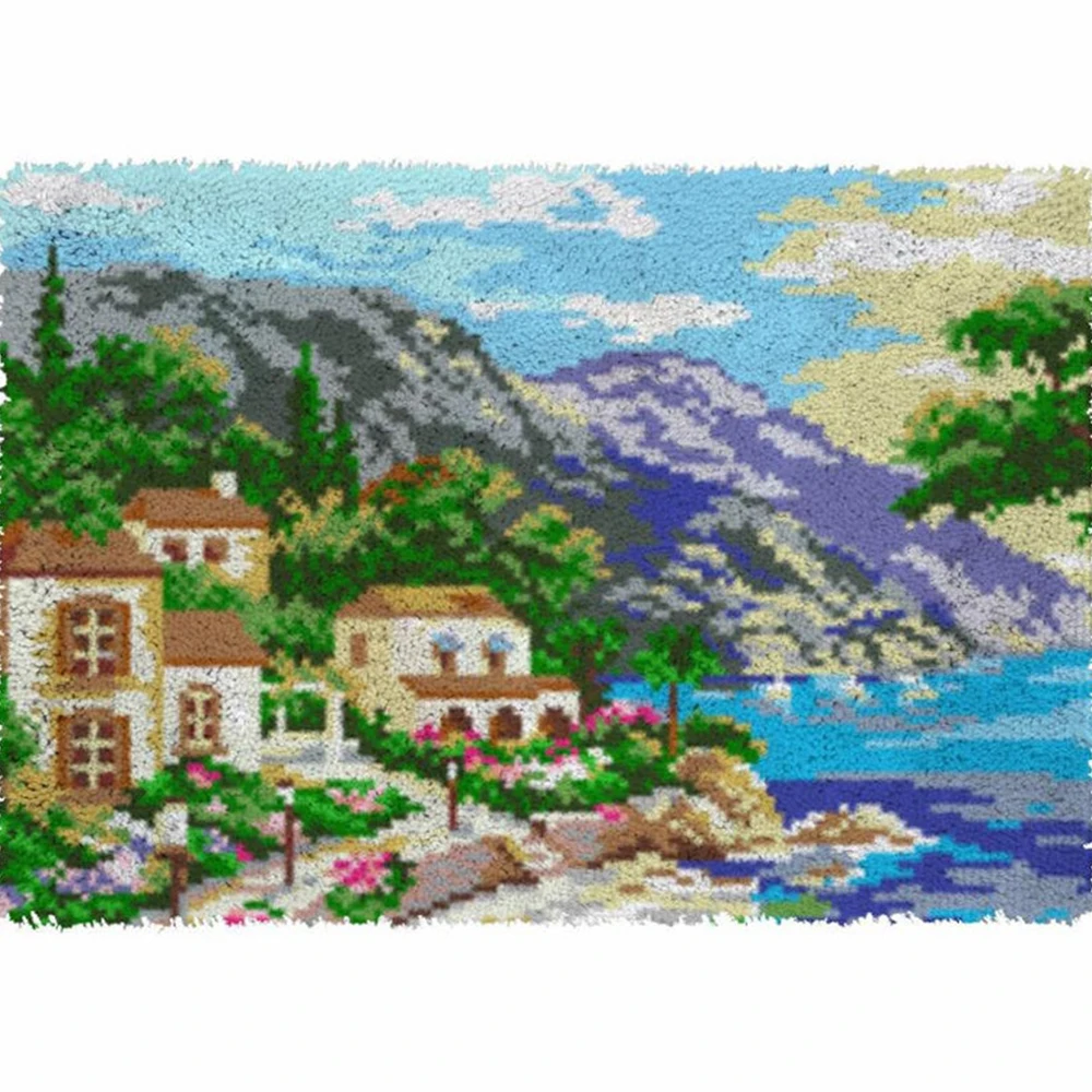 

Latch hook rug kits for adults Carpets embroidery with Pre-Printed Pattern Tapestry Hook mat Landscape Home decoration DIY Rug