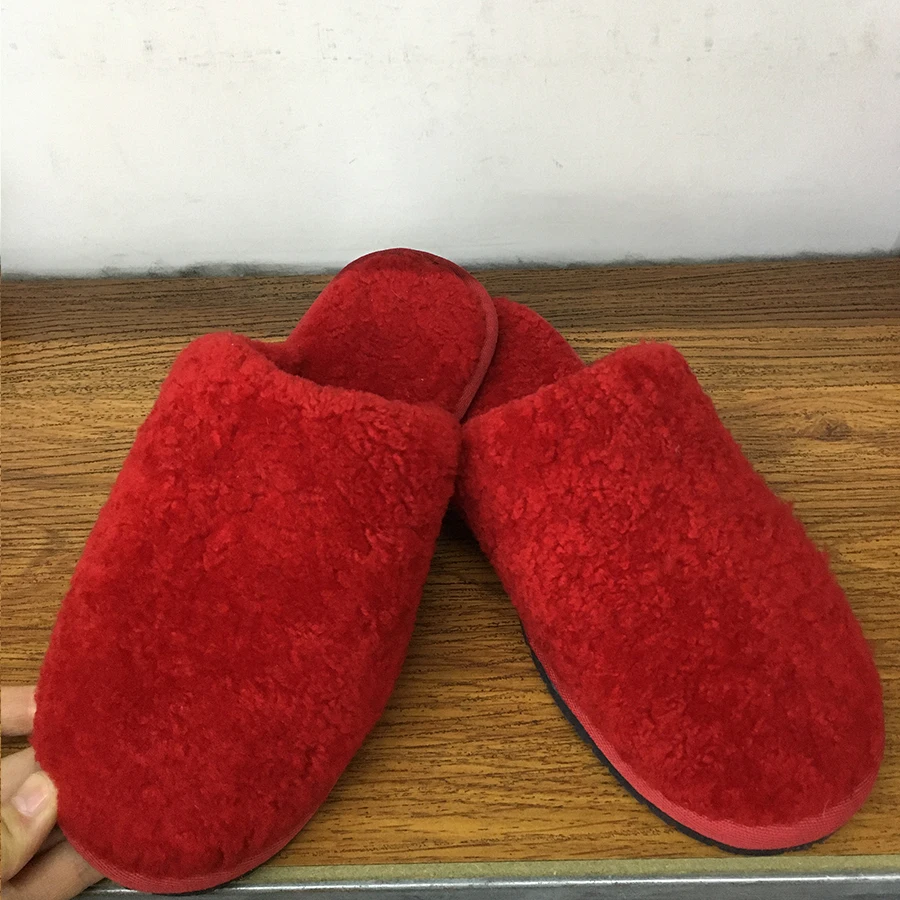 

Furry Slippers Real Sheep Fur Slides Winter Women Indoor Flat Sandals Plush Fashion High Quality
