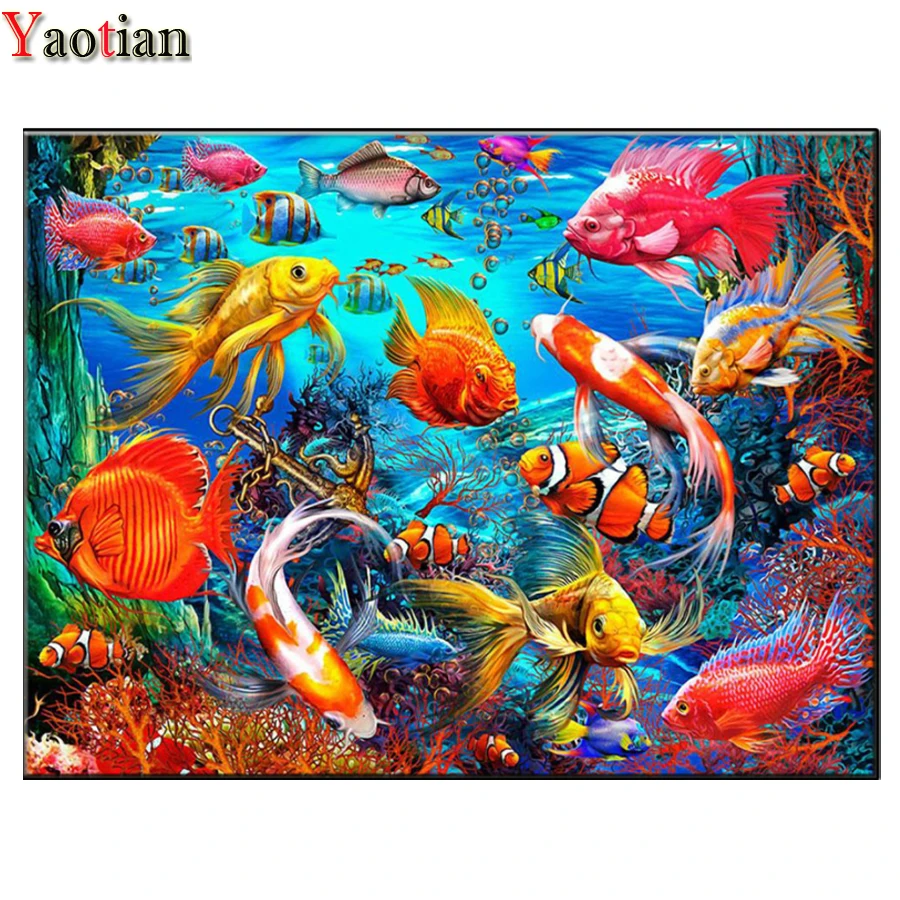 

Пейзаж подводного животного, набор для алмазной живописи с различными рыбками 5D, алмазная вышивка своими руками, мозаика, вышивка крестиком...