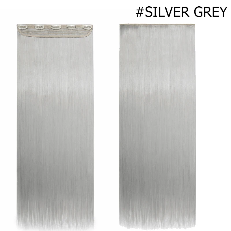 silver grey Snoilite, длинные прямые накладные волосы на заколках, синтетические волосы, 5 зажимов, цельные термостойкие накладные волосы для женщин - Цвет: silver grey