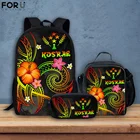FORUDESIGNS Kosrae этнический Плюмерия Гибискус дизайн 3 шт. набор книжных сумок для девочек и мальчиков моющиеся вместительные школьные сумки посылка для обеда