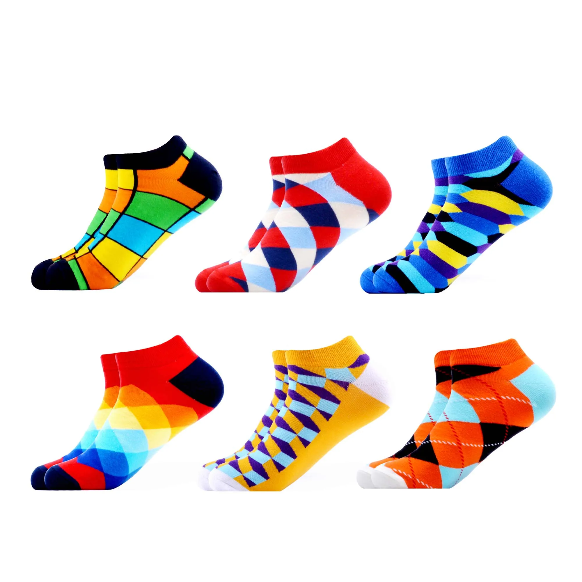 B05723 SANZETTI 6 пар/лот, мужские летние носки, повседневные носки из чесаного хлопка, цветные клетчатые носки с рисунком животных - Цвет: B05723