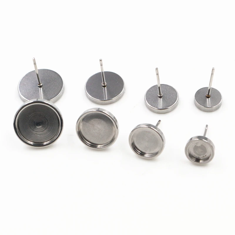 

( Never Fade ) 6 8 10 12mm 10pcs/lot Thicken Stainless Steel Earring Studs,Earrings Blank/Base,Fit 6 8 10 12mm Glass Cabochons