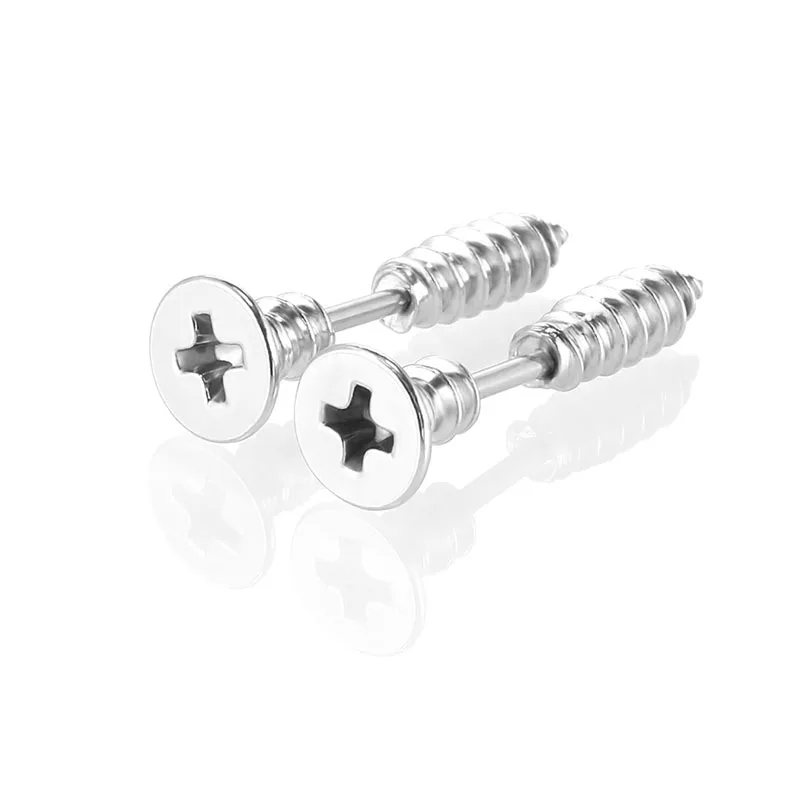 

1Pair Stainless Steel Screw Stud Earring Men Earring Punk Helix Piercing Unisex Stud Earring Personality Hip-hop Earrings